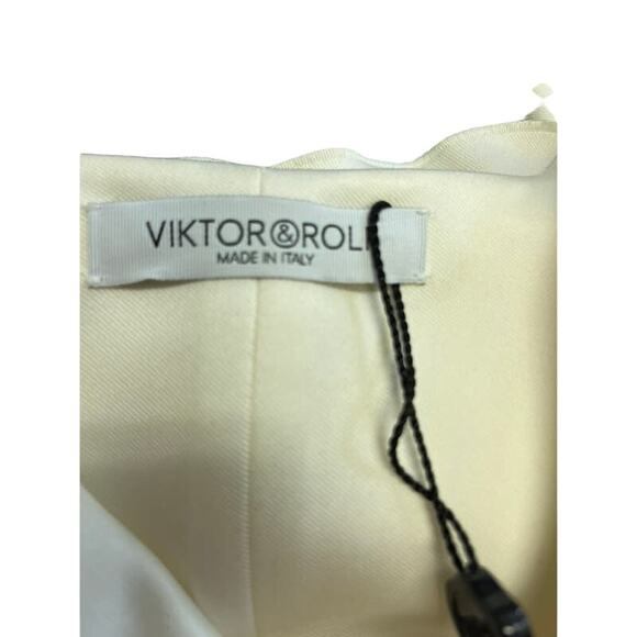 VIKTOR & ROLF Cream Front Vest Ruffle Accent V-Neck Top Blouse Size 42 - Picture 3 of 3